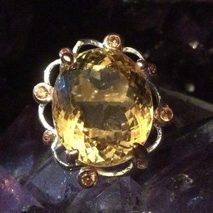 Gorgeous Large 32 CTW Genuine Golden Citrine Ring